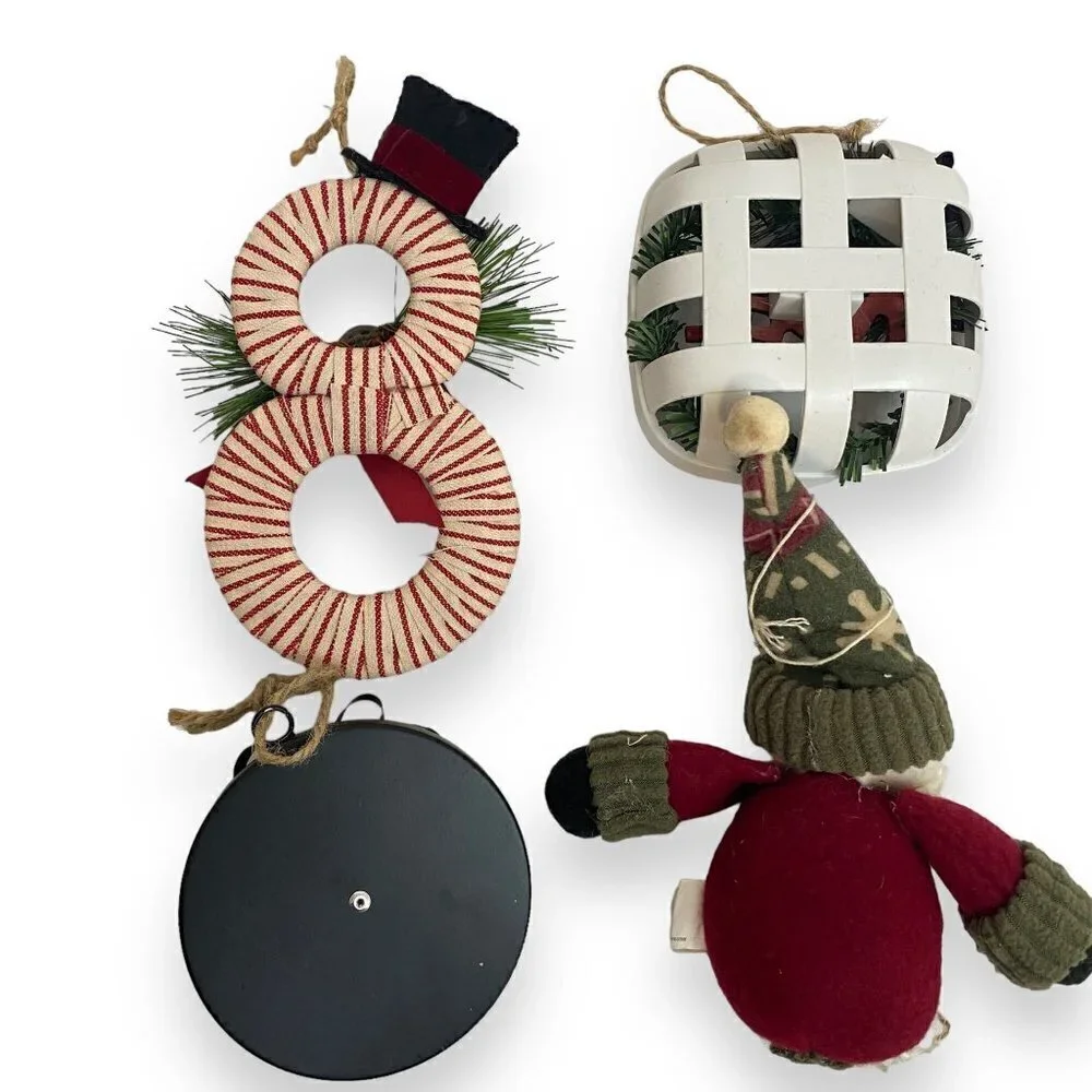 Woodland Christmas Ornaments Set of 4 Rustic Farmhouse Holiday Decor Ref#6